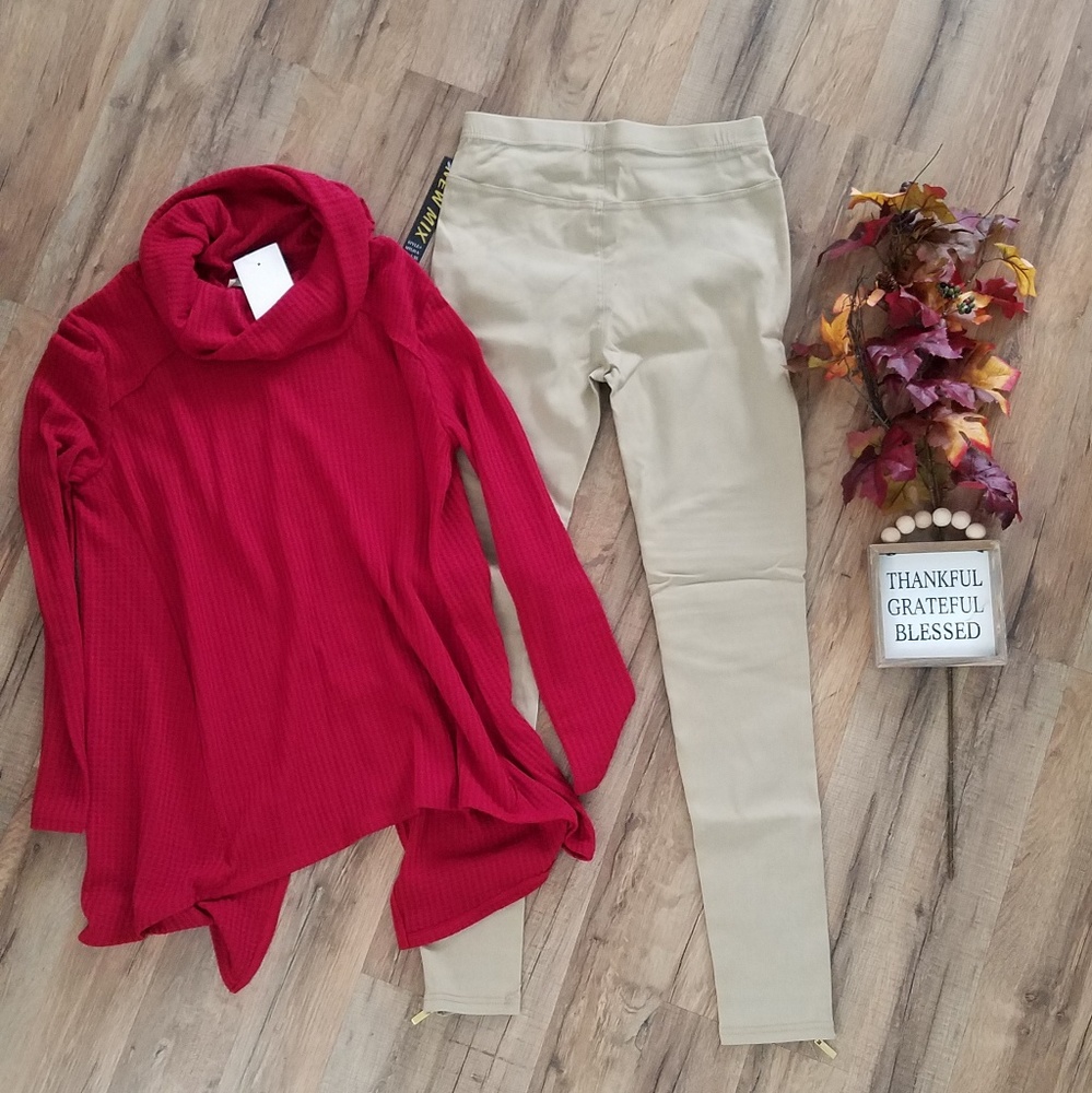 4/$24 SALE - WAFFLE KNIT LONG SLEEVE TUNIC - Picture 4 of 6